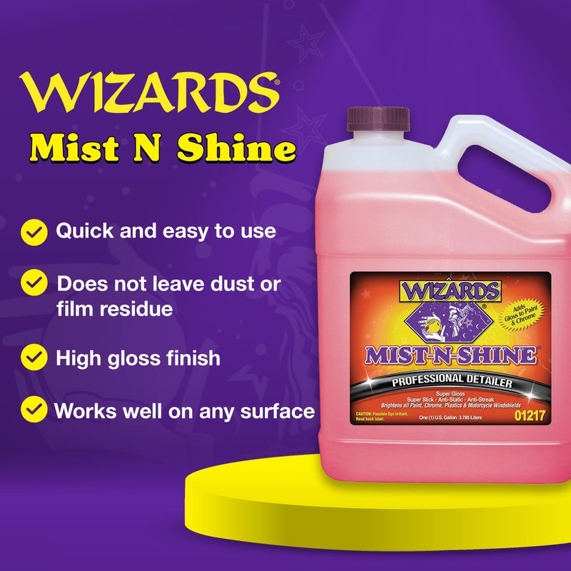 Wizards Mist-N-Shine Professional Detailer - 1 Gallon Refill - Multi-Purpose High Gloss Waterless Quick Detailer for Glass, Chrome, Paint & Plastics - Car Exterior Cleaner Auto Detailing Supplies - Image 2